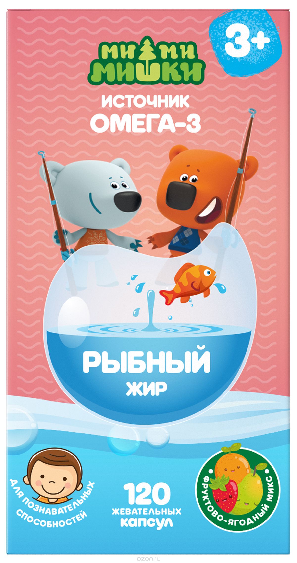 Ми-Ми-Мишки рыбный жир детский, капсулы жевательные 120 шт фруктово-ягодный вкус БАД