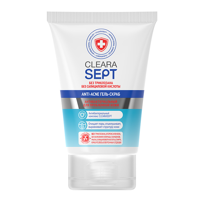 ClearaSept Anti-acne (КлераСепт) гель-скраб для проблемной кожи антибактериальный, 100мл