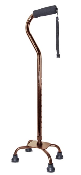 Трость AMCQ21 инвалидная телескопическая металлическая с четырьмя опорами бронзовая