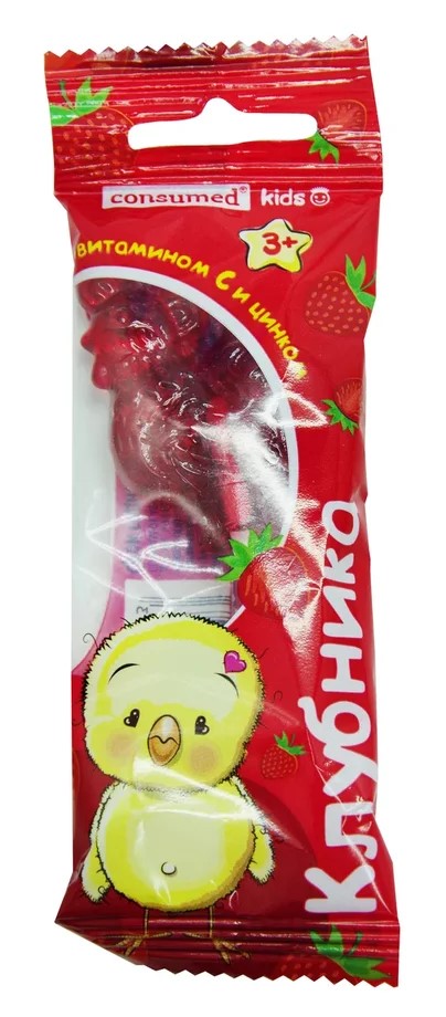 Петушок леденец с витамином С и цинком со вкусом клубники Консумед (Consumed), 17г БАД