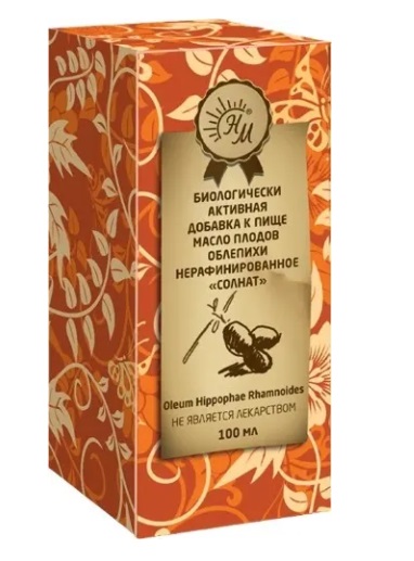 Натуральные масла, облепиховое масло Солнат, 100мл