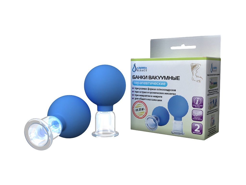 Банки Альпина Пласт БВ-01-АП-2 вакуумные антицеллюлитные полимерно-стеклянные, 2 шт