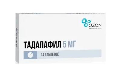 Тадалафил, таблетки, покрытые пленочной оболочкой 5мг, 14 шт