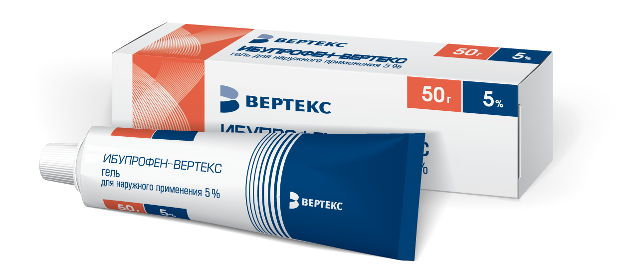 Ибупрофен-Вертекс, гель для наружного применения 5%, 50г