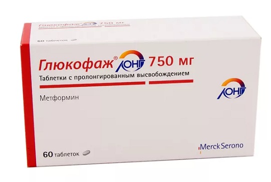 Глюкофаж Лонг, таблетки с пролонгированным высвобождением 750мг, 60 шт