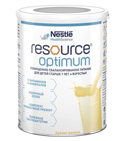 Resource Optimum (Ресурс), смесь для диетического профилактического питания детей старше 7 лет и взрослых, банка 400г