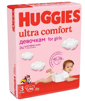 Huggies (Хаггис) подгузники ультра комфорт для девочек, 5-9кг 94 шт
