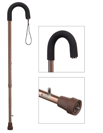 B.Well (Би Велл) Трость WR-413 с мягкой полукруглой ручкой и ремешком со встроенным противогололедным устройством