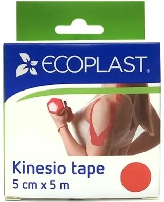 Ecoplast лента фиксирующая Кензио Тейп 5см х 5м красный