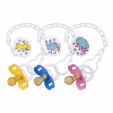 Курносики пустышка латексная ортодонтическая с прищепкой с 3 мес 1 шт (13104)