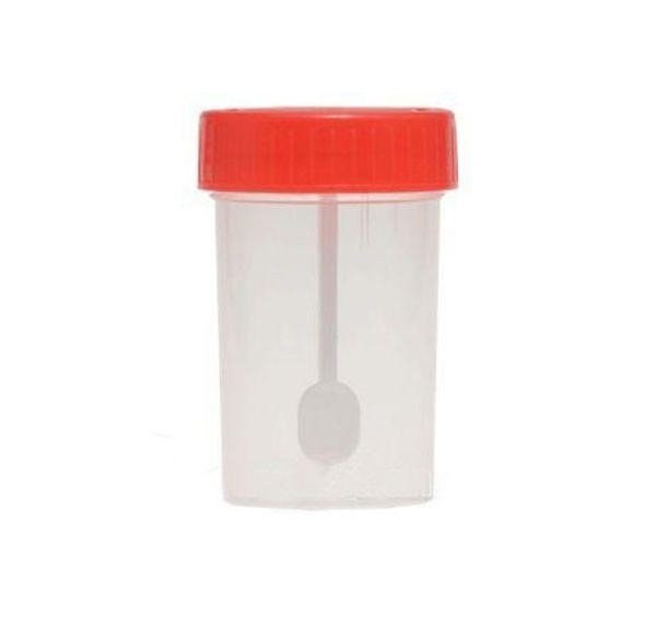 Контейнер для биопроб стерильный 30мл, с завинчивающейся крышкой с ложкой-шпателем