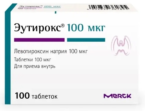 Эутирокс, таблетки 100мкг, 100 шт