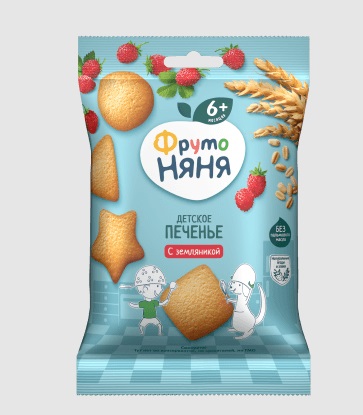 Фрутоняня печенье растворимое пшеничное c земляникой, 50г