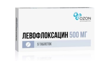 Левофлоксацин, таблетки покрытые пленочной оболочкой 500мг, 5 шт