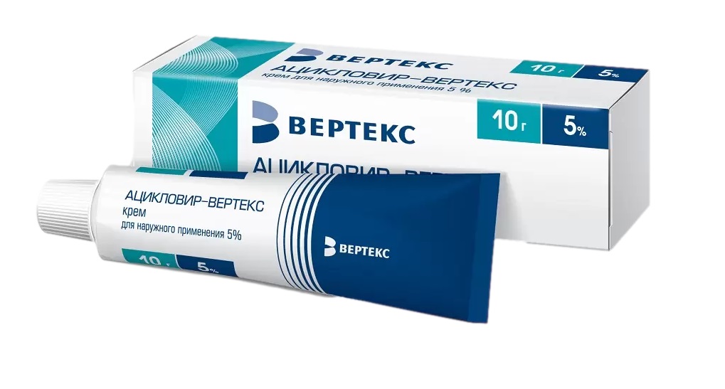 Ацикловир-Вертекс, крем для наружного применения 5%, 10г