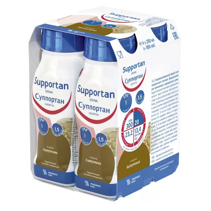 Supportan (Суппортан) смесь для энтерального питания со вкусом капучино, 200мл 4 шт