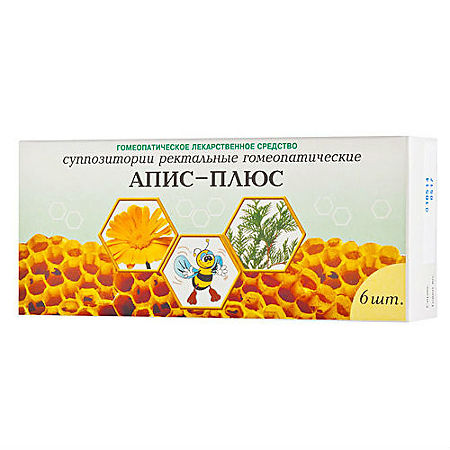 Апис-плюс ДН, суппозитории ректальные гомеопатические, 6 шт