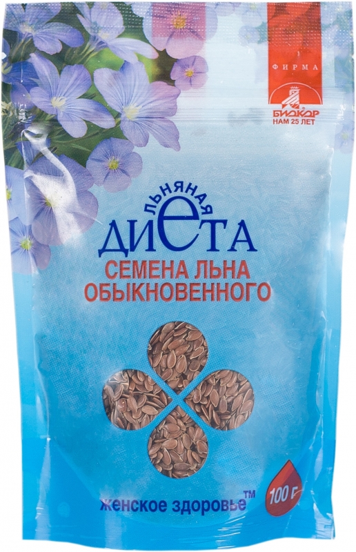 Биокор семена льна хрустящие, пакет 100г БАД