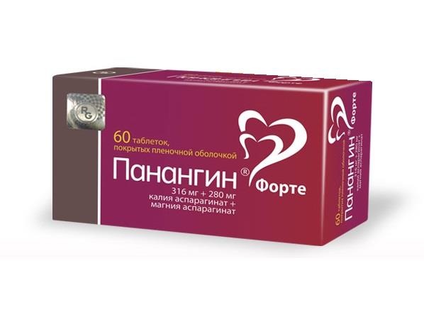 Панангин форте, таблетки, покрытые пленочной оболочкой 316мг+280мг, 60 шт