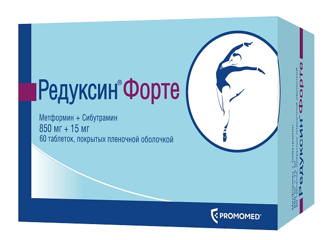 Редуксин Форте, таблетки, покрытые пленочной оболочкой 850мг+15мг, 60 шт