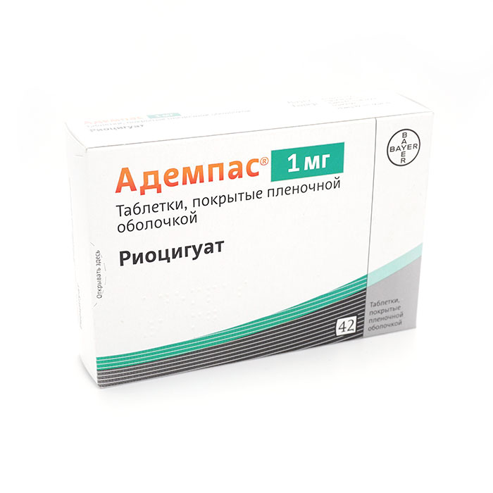 Адемпас, таблетки, покрытые пленочной оболочкой 1мг, 42 шт