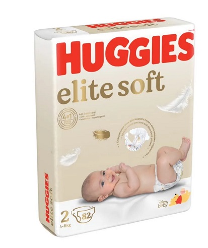 Huggies (Хаггис) подгузники EliteSoft 2, 4-6кг 82 шт
