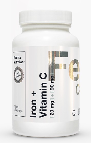 Elentra Nutrition (Элентра Нутришн) Железо+Витамин С, капсулы, 60 шт БАД