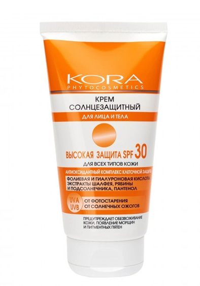 Kora (Кора) солнцезащитный крем для лица и тела 150мл SPF 30