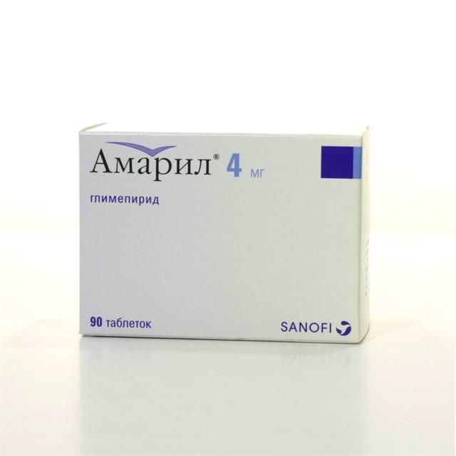 Амарил, таблетки 4мг, 90 шт