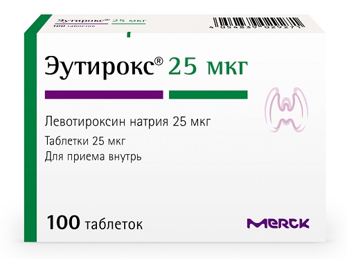 Эутирокс, таблетки 25мкг, 100 шт