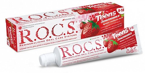 Рокс (R.O.C.S) Тинс зубная паста Земляника, 74мл