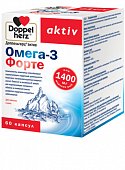 Doppelherz (Доппельгерц) Актив Омега-3 форте, капсулы 1400мг, 60 шт БАД, Квайссер Фарма ГмбХ и Ко. КГ