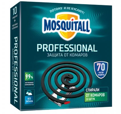 Mosquitall (Москитолл) Профессиональная защита спираль от комаров-эффект 10шт+подставка