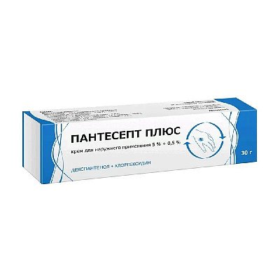 Пантесепт Плюс, крем для наружного применения 5%+0,5%, 30г
