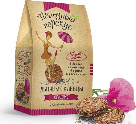 Oleos (Олеос) Хлебцы льняные с маком сладкие, 100г