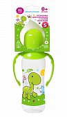 Бутылочка для кормления с соской молочной силиконовой Дино и Рино (Dino & Rhino), с ручками и талией, 250мл, Компания и К, ООО