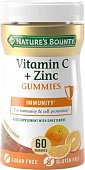 Nature's Bounty (Нэйчес Баунти) Витамин С плюс Цинк, пастилки лекарственные жевательные-гаммис со вкусом апельсина 60 шт БАД, Nature,s Bounty,Inc