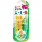 Pigeon (Пиджен) набор зубных щеток 3 уровня для детей 4,5-18 месяцев, 3 шт, Pigeon Corporation