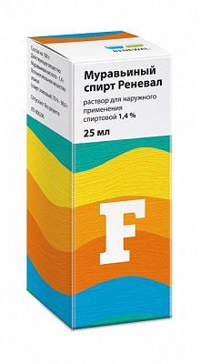 Муравьиный спирт-Реневал, раствор для наружного применения спиртовой 1,4%, 25мл