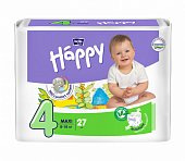 Bella Baby Happy (Белла) подгузники 4 Макси 8-18кг 27 шт, Торунский завод перевязочных материалов