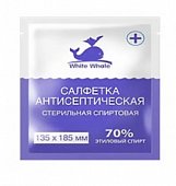 Салфетки спиртовые антисептические 135х185мм White Whale, 60 шт, Авангард ООО