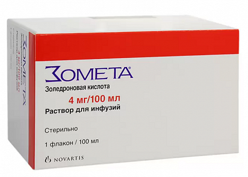 Зомета, раствор для инфузий 4мг/100мл, флакон 100мл