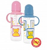 Курносики бутылочка полипропиленовая c силиконовой соской и ручками с 6 мес 250мл (11005), 