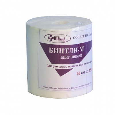 Бинт липкий Бинтли-М мягкий 10см х15м