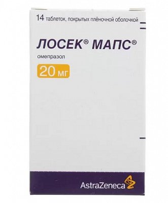 Лосек МАПС, таблетки, покрытые пленочной оболочкой 20мг, 14 шт