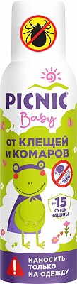 Пикник (Picnic) Baby аэрозоль от клещей и комаров, 125мл
