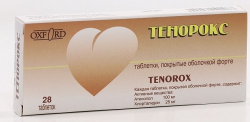 Тенорокс, таблетки, покрытые оболочкой 100мг+25мг, 28 шт