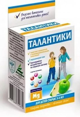 Талантики, конфеты йогуртовые витаминизированные с яблочным соком, 70г