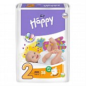 Bella Baby Happy (Белла) подгузники 2 Мини 3-6кг 38 шт, Торунский завод перевязочных материалов