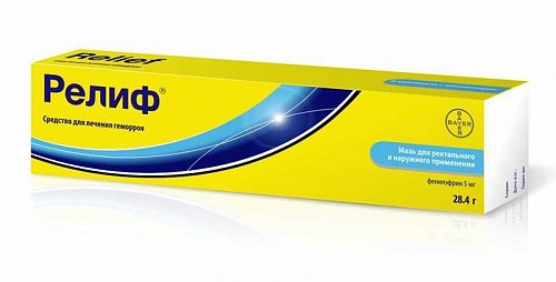 Релиф, мазь для ректального и наружного применения 2,5 мг/г, 28,4г